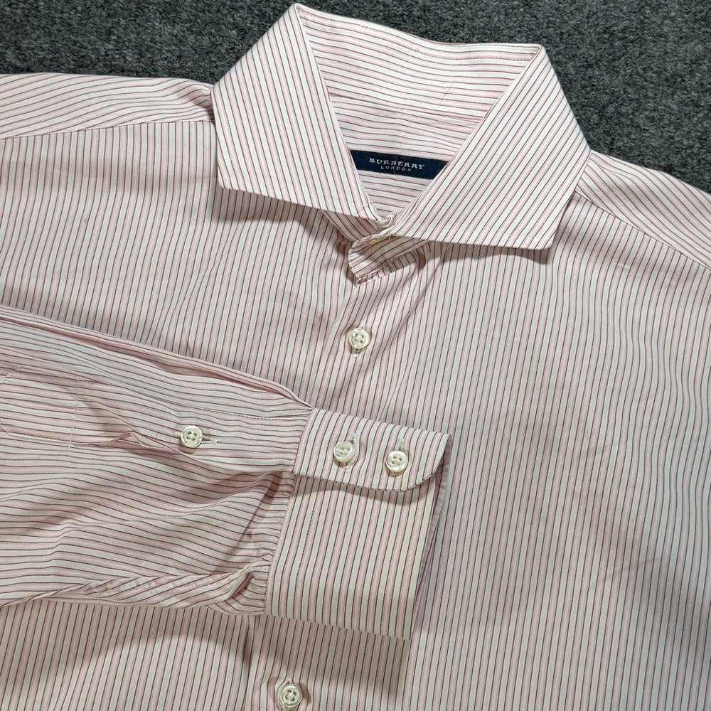 Burberry Men's Pink Striped Dress Shirt 16 32